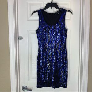 Forever 21 Blue and Black Sequin Sparkle Dress Size Medium